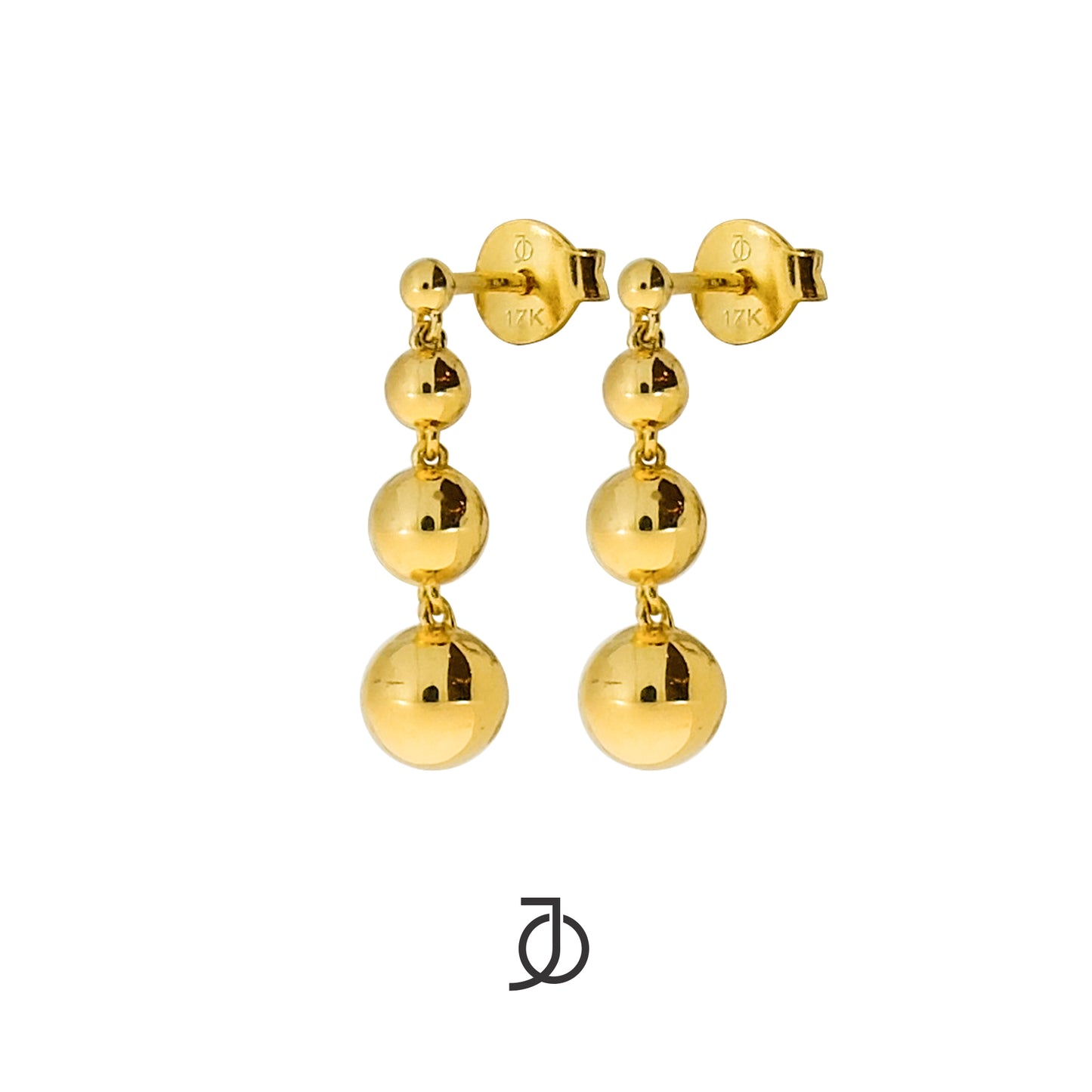 JO Anting Emas - Double Double Graduated Ball Studs 17k