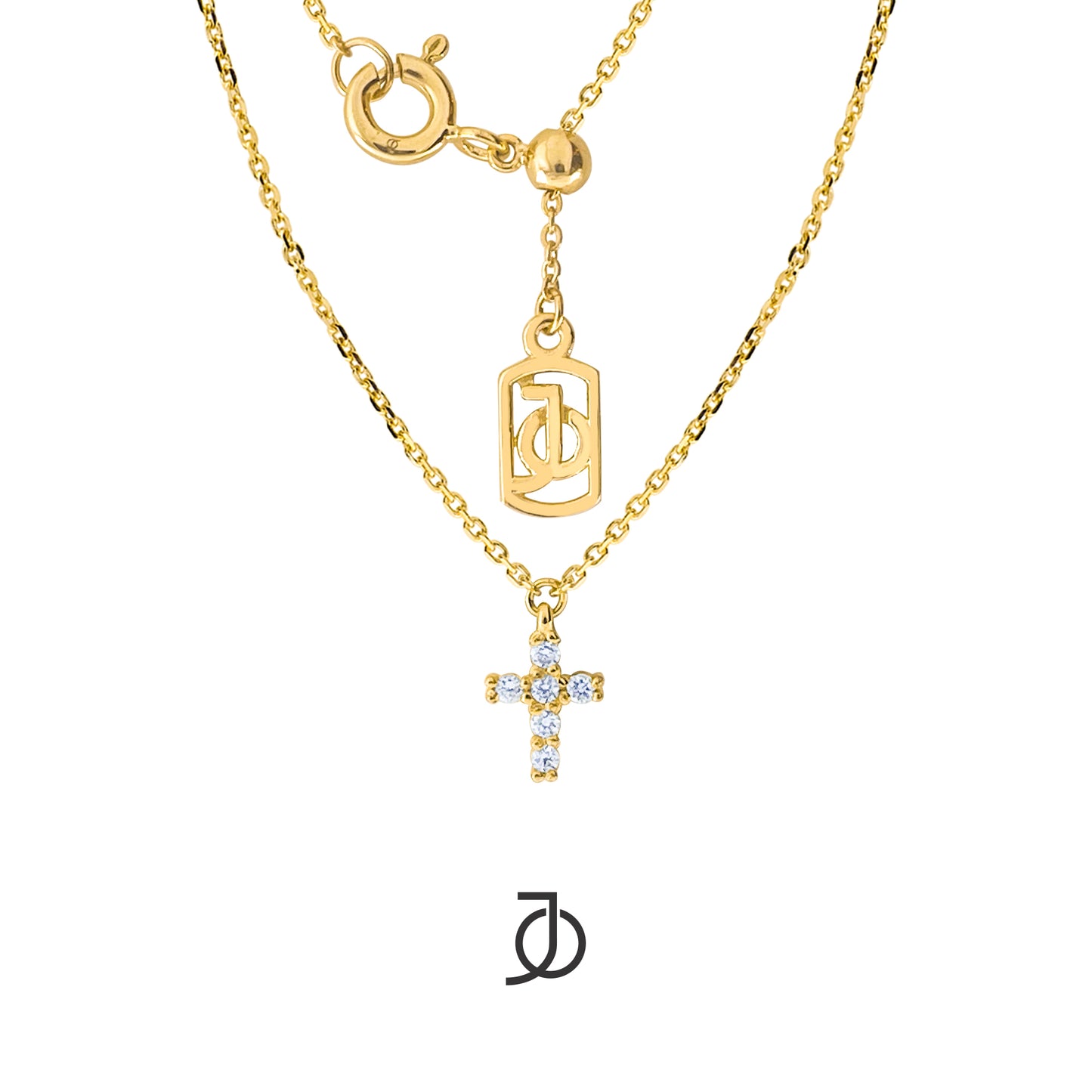 JO Kalung Emas - Mini Diamond Cross Dangle With Adjustable Necklace 17K