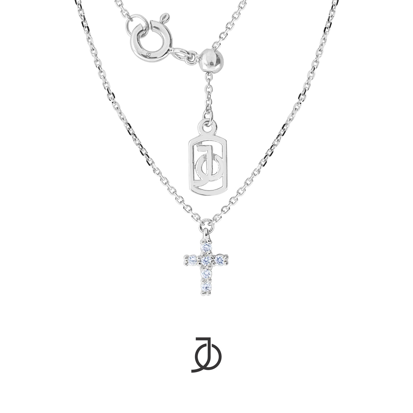 JO Kalung Emas - Mini Diamond Cross Dangle With Adjustable Necklace 17K