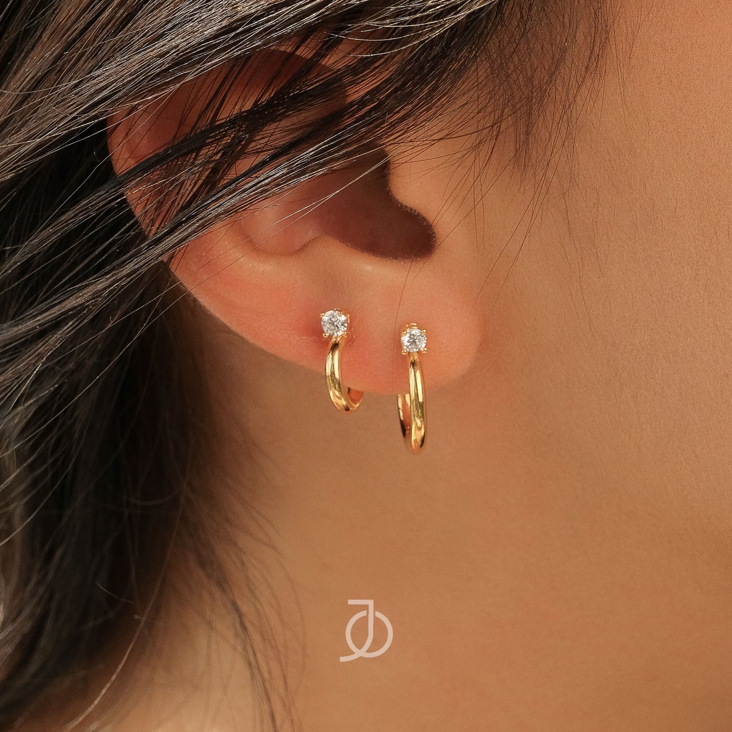 JO Anting Emas - Mini Floating Diamond Hoops 17k