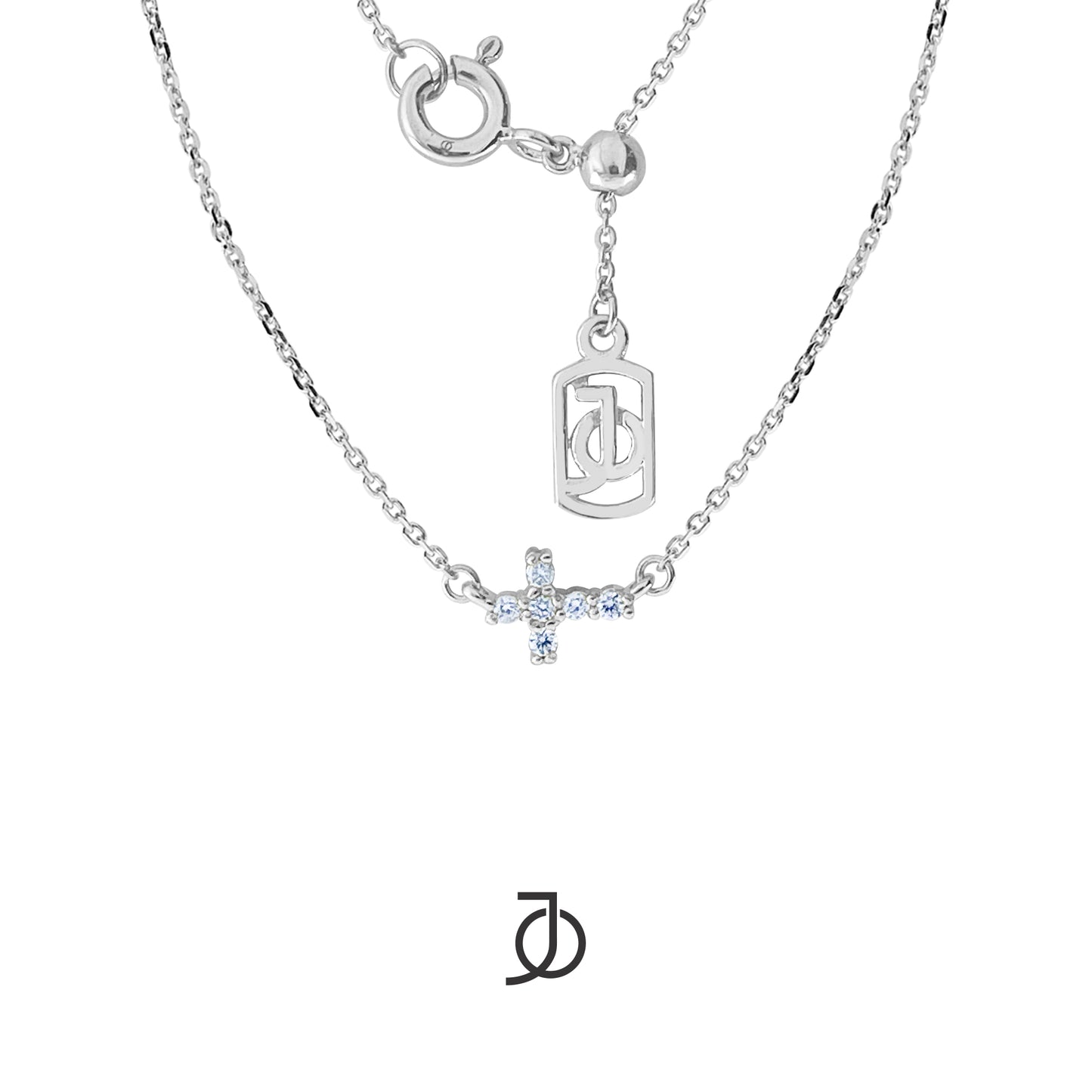 JO Kalung Emas - Mini Diamond Cross With Adjustable Necklace 17K