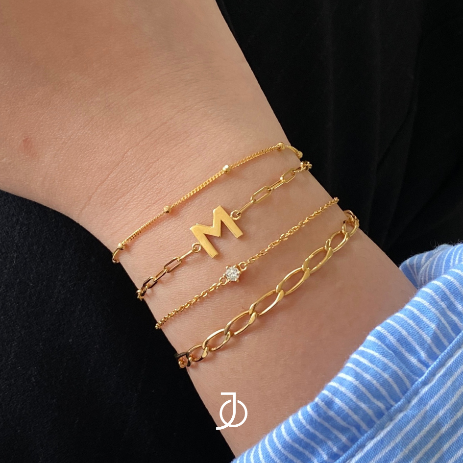 JO Medium Alphabet With Small Paper Clip Bracelet