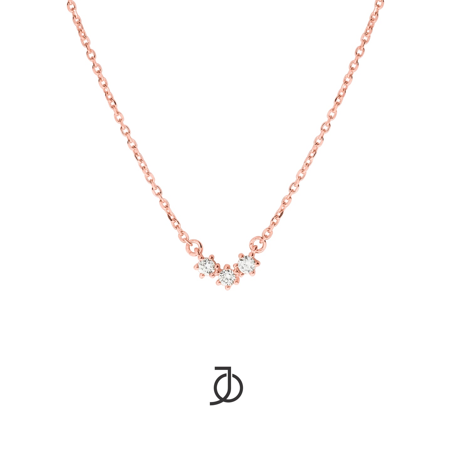 JO Kalung Emas - Curve 3 Mini Diamonds Necklace 17k