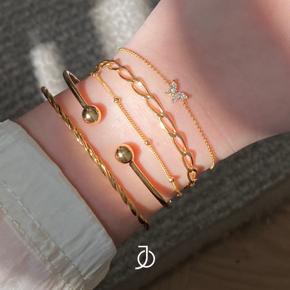 JO Gelang Emas - Gold Ball Open Bangle