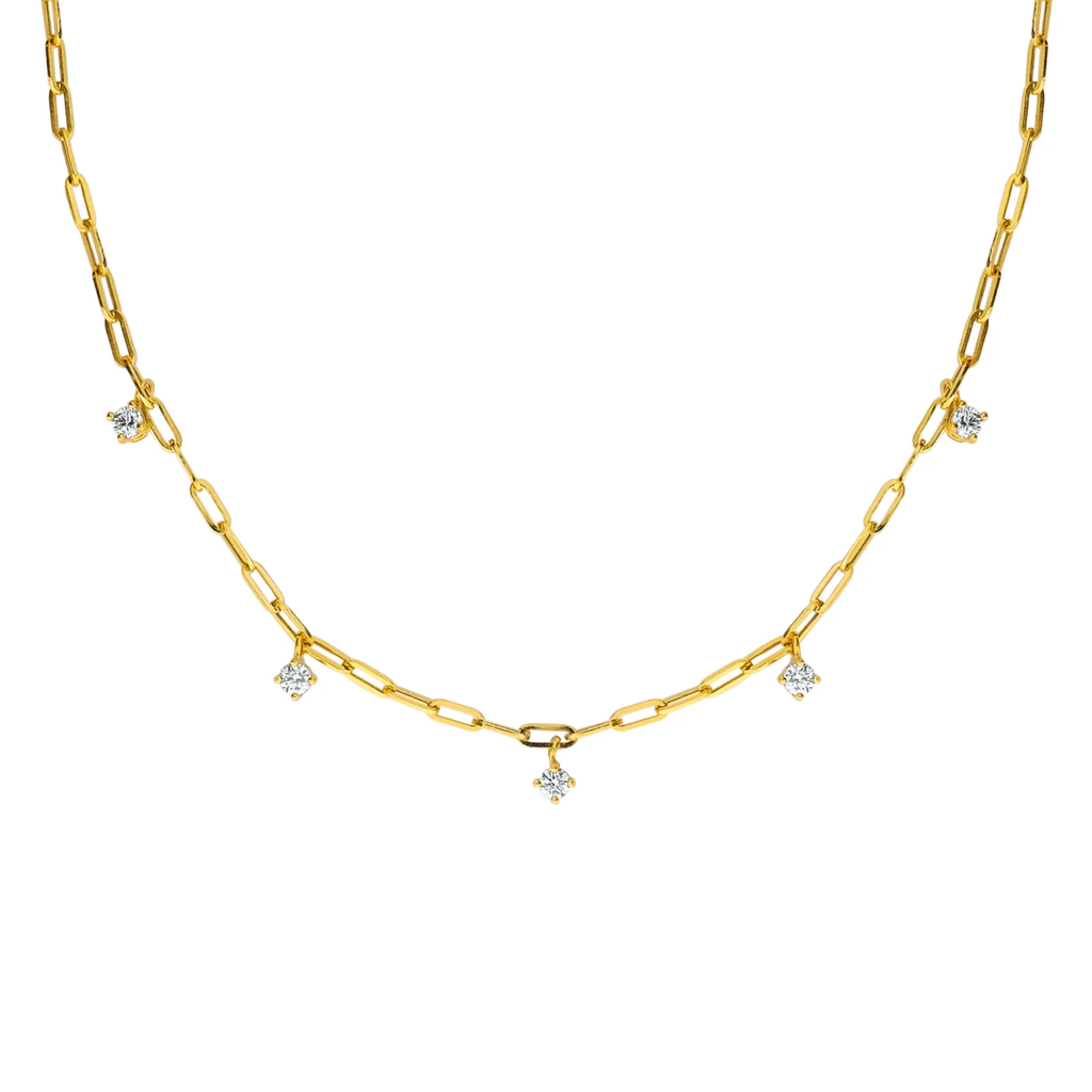 JO 5 Diamond On Small Paper Clip Chain