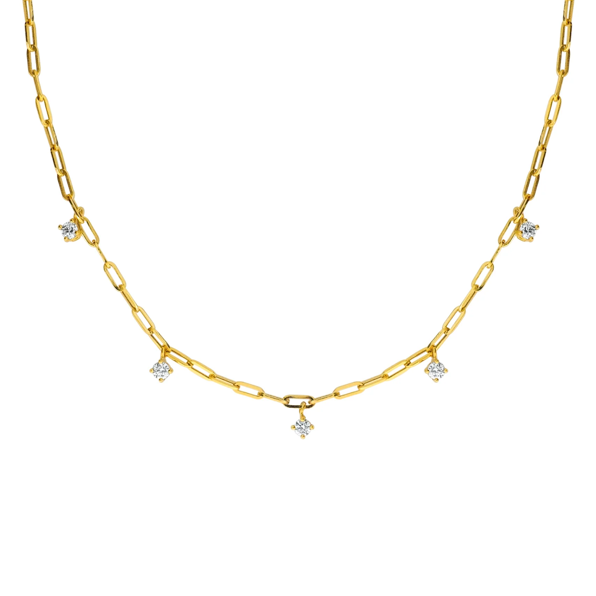 JO 5 Diamond On Small Paper Clip Chain