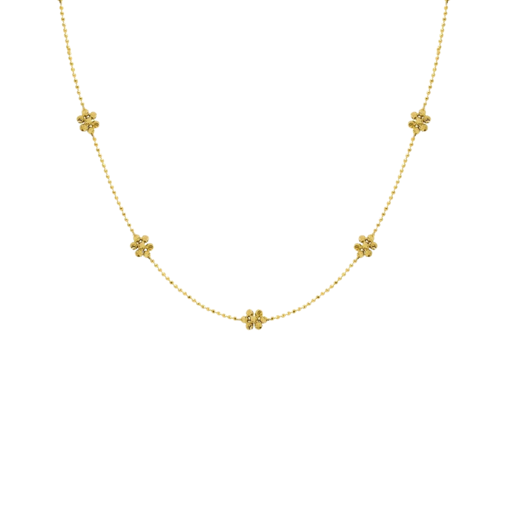 JO Flower Diamond Cut Beads Necklace