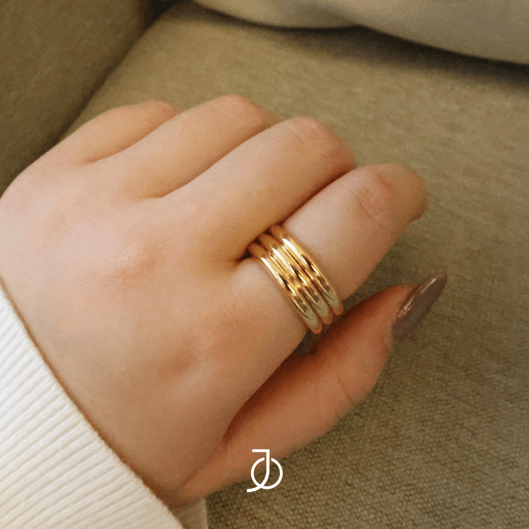 JO Cincin Emas - Triple Gold Bold Stacker