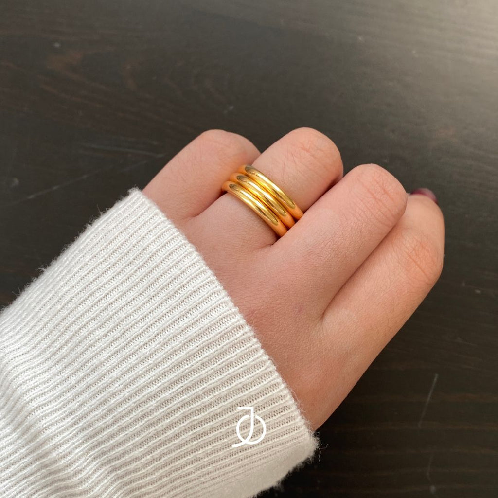 JO Cincin Emas - Triple Gold Bold Stacker
