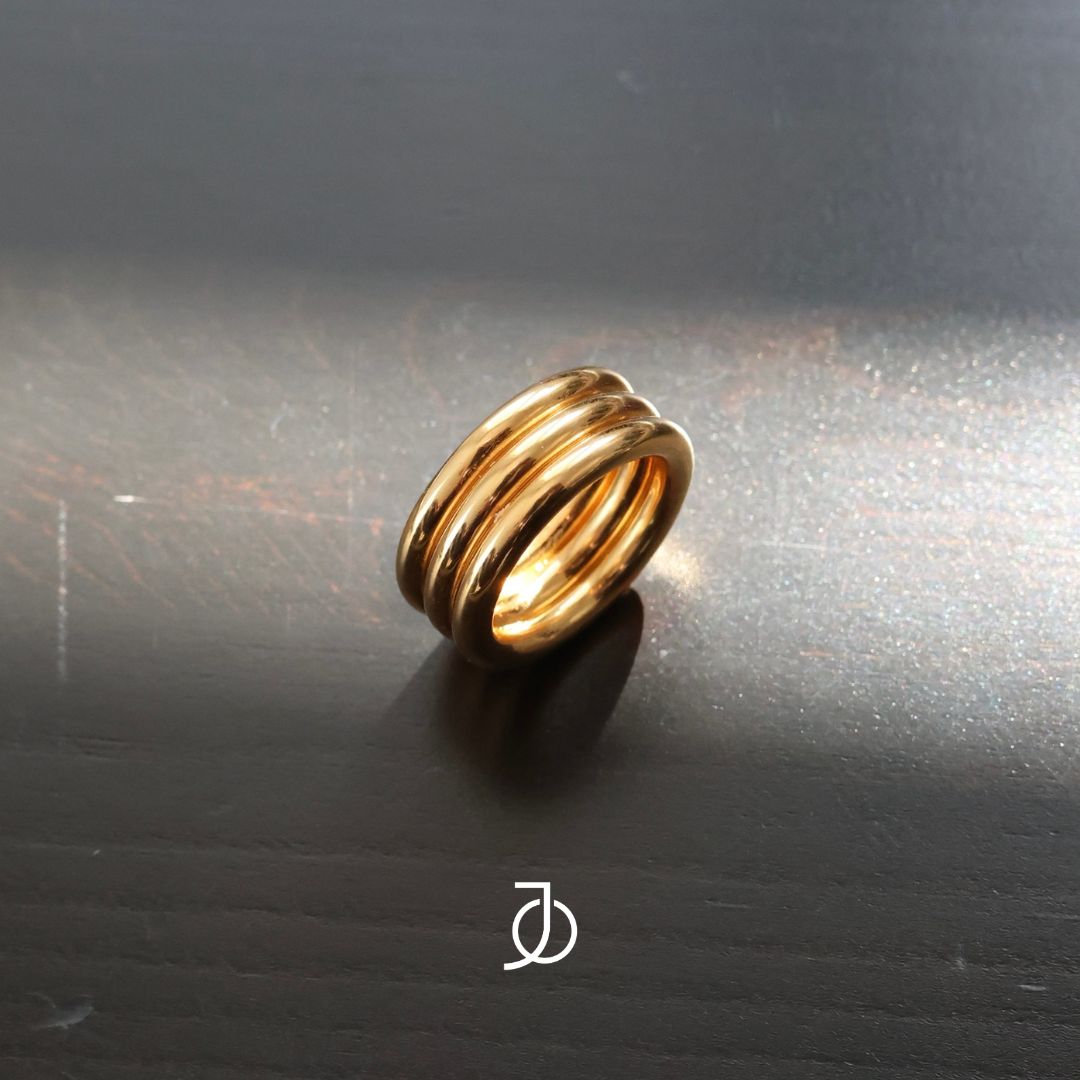 JO Cincin Emas - Triple Gold Bold Stacker