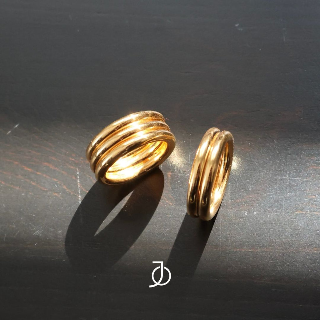 JO Cincin Emas - Triple Gold Bold Stacker