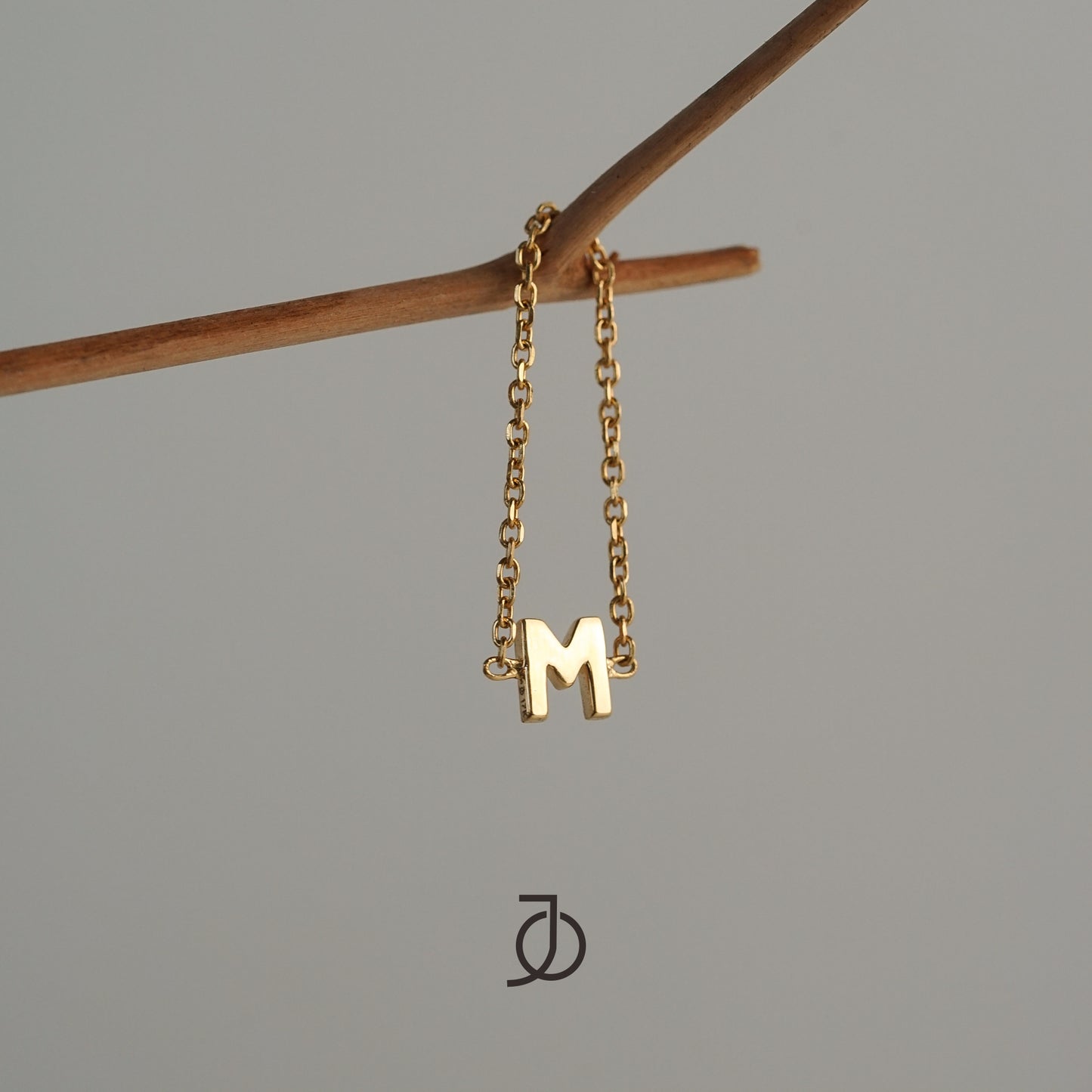 JO Alphabet Thin Chain Ring 17k A - M