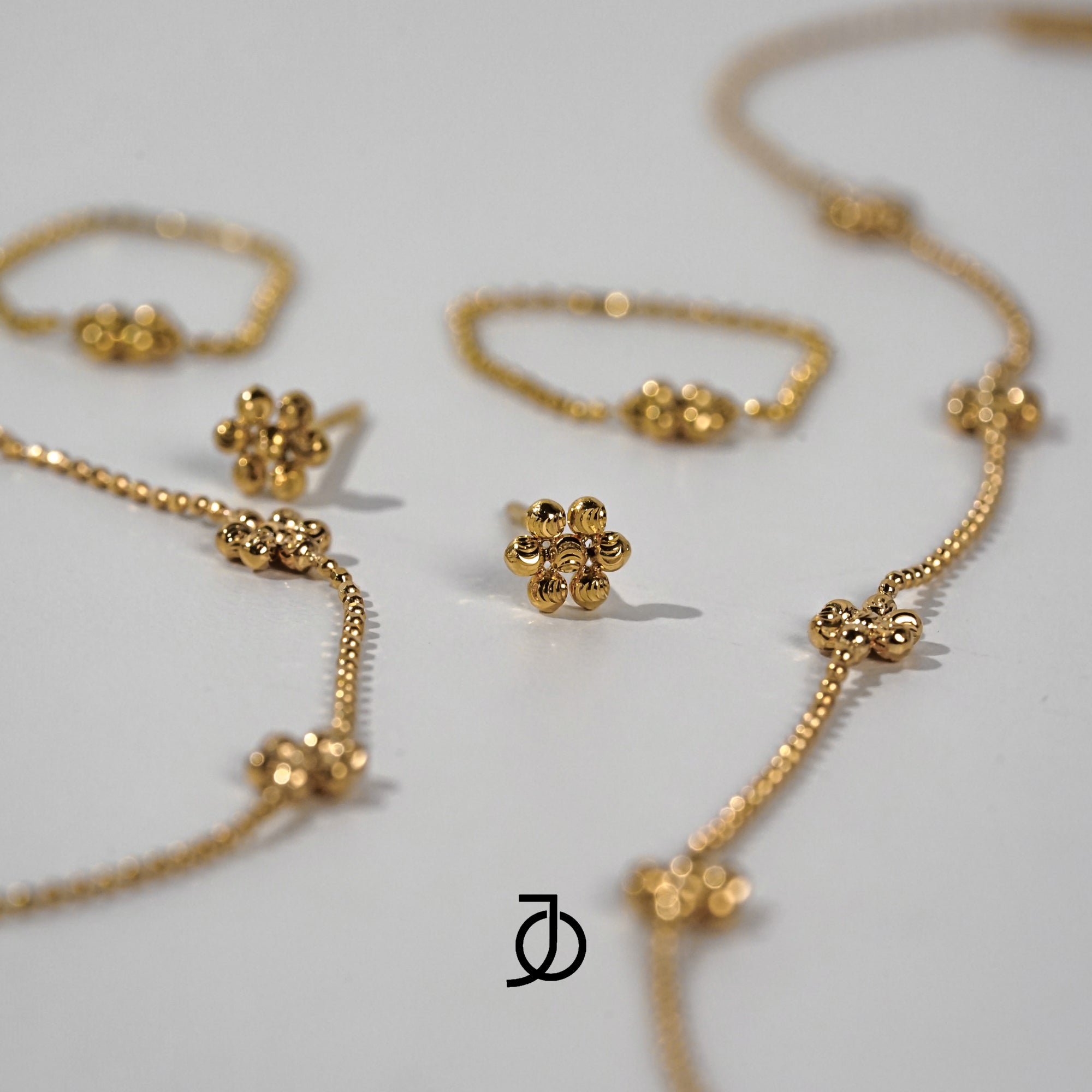 JO Flower Diamond Cut Beads Necklace