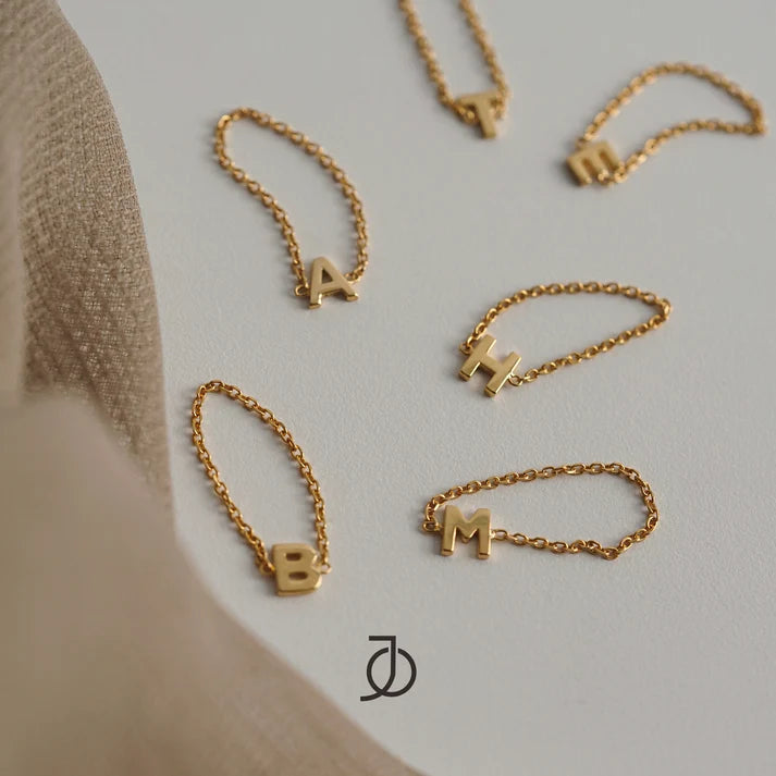 JO Alphabet Thin Chain Ring (M-Z)