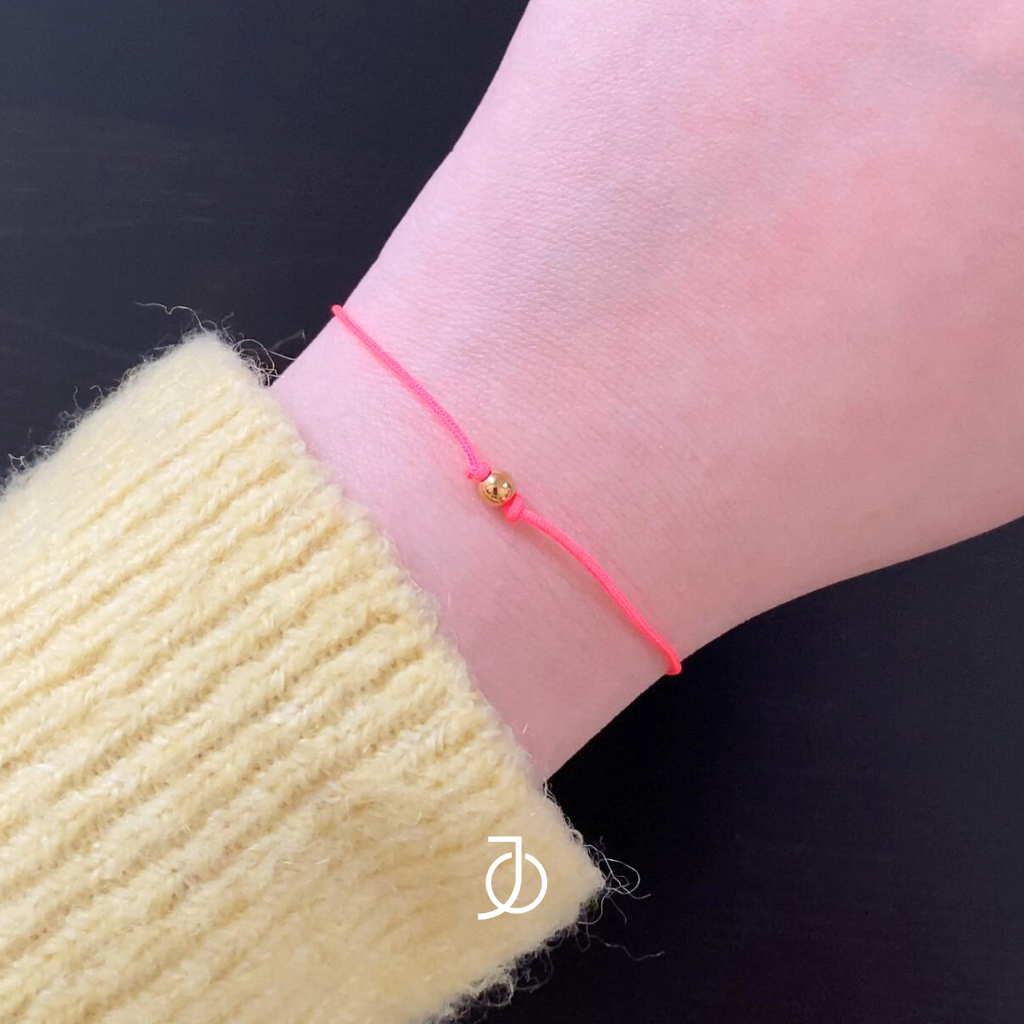 JO Gold Beads On Silk Cord Bracelet