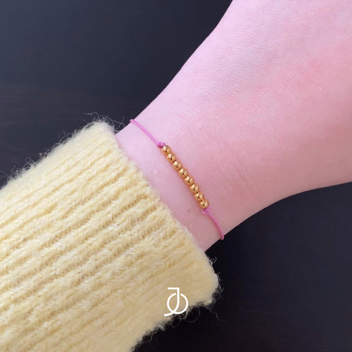 JO 8 Mini Gold Beads On Silk Cord Bracelet