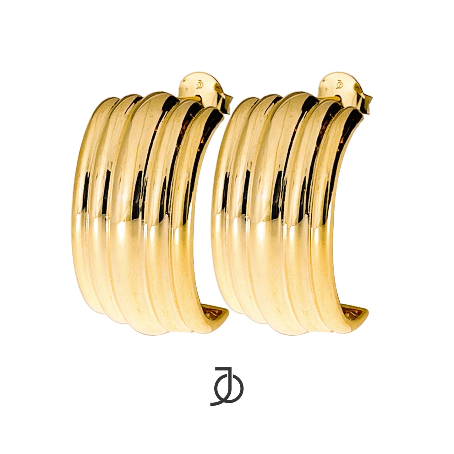 JO Anting Emas - Fluted Waterfall Hoops 17k