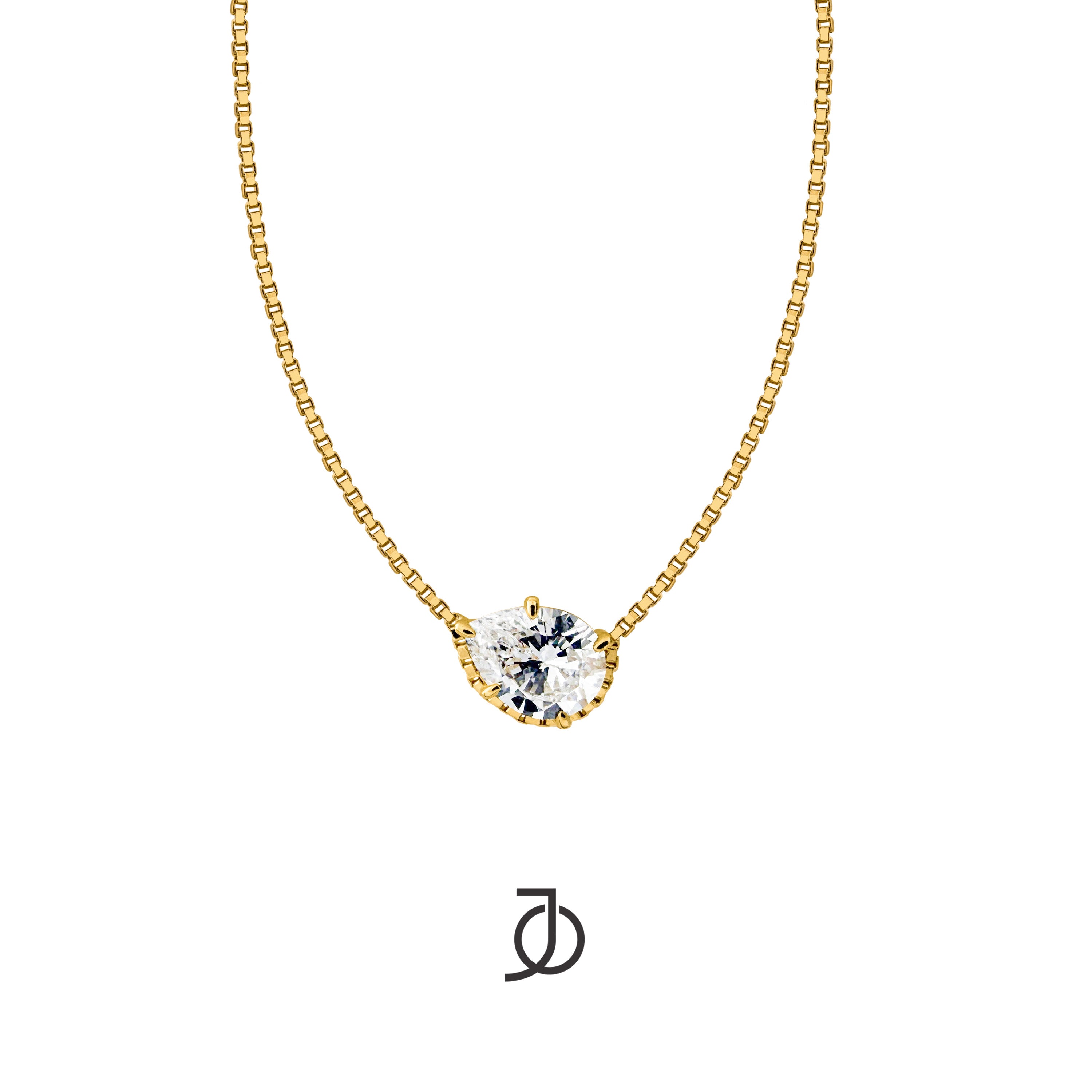 JO Light Diamond Necklace in Teardrop 17k Yellow Gold