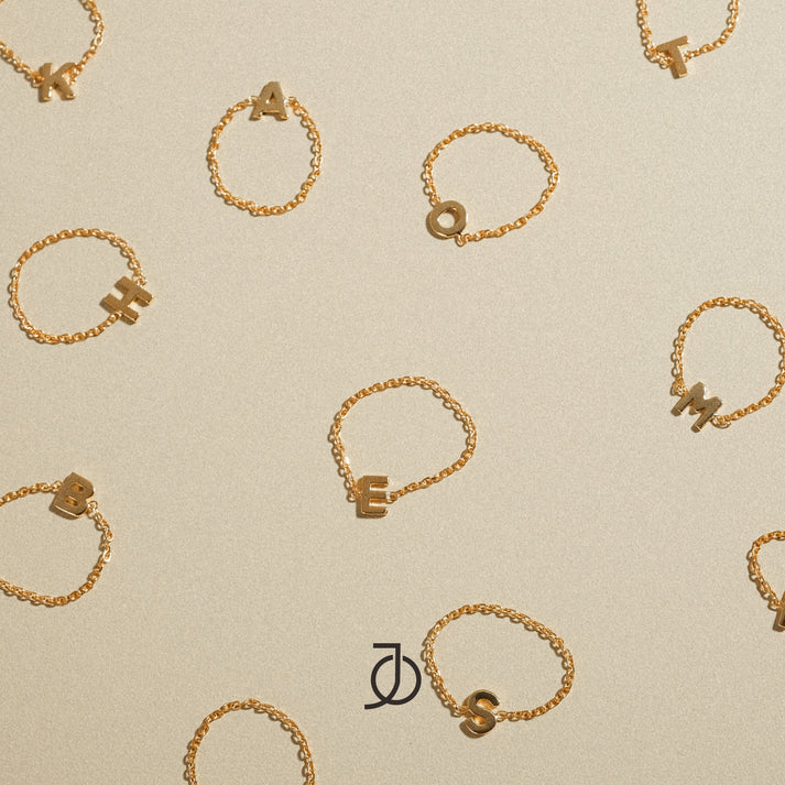 JO Alphabet Thin Chain Ring (M-Z)