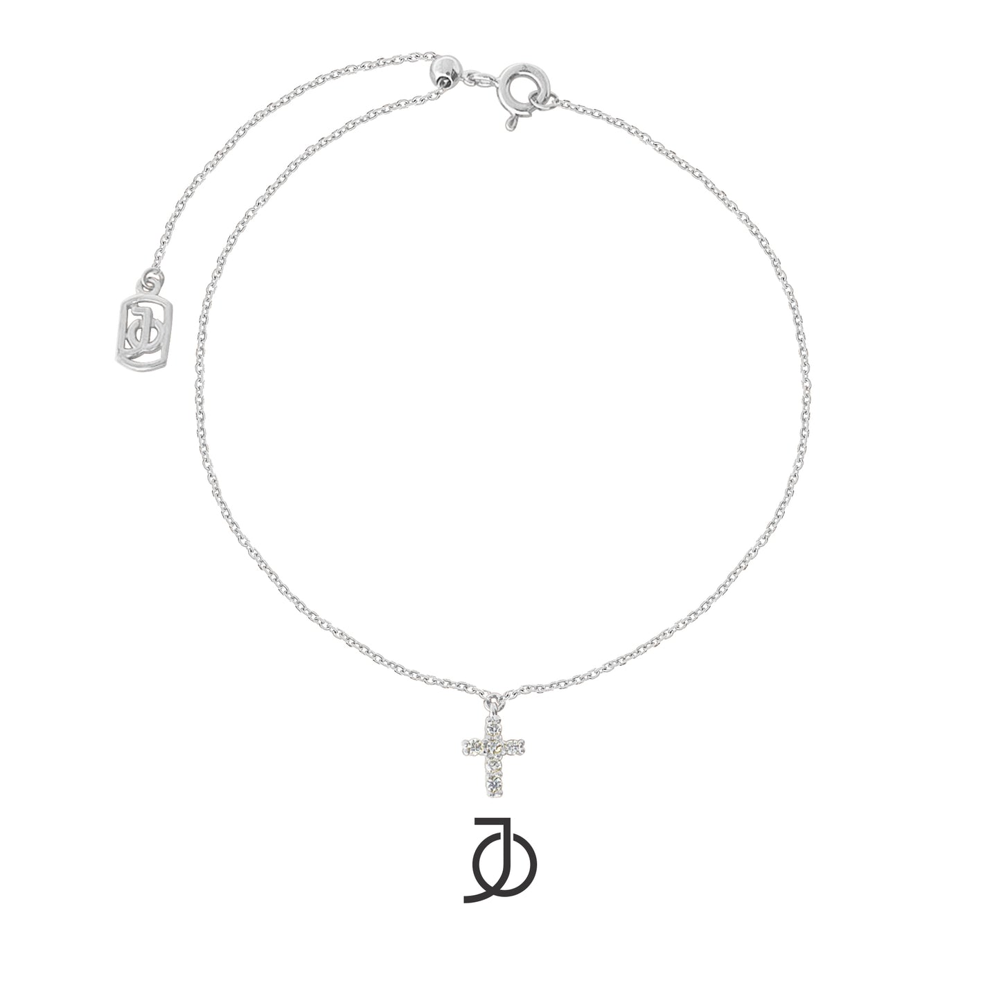 JO Gelang Emas - Mini Diamond Cross Dangle With Adjustable Bracelet 17K