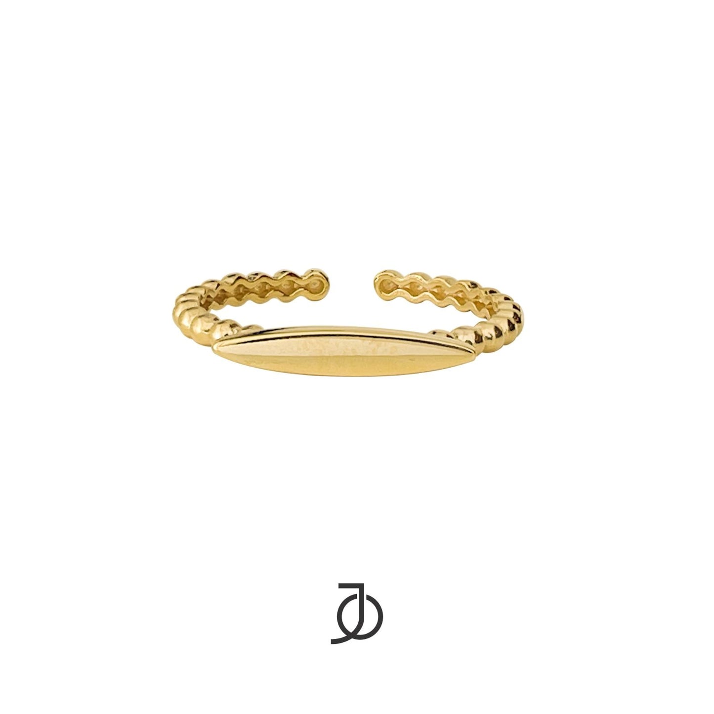 JO Cincin Emas - Ellipse Gold Bar Beaded Ring