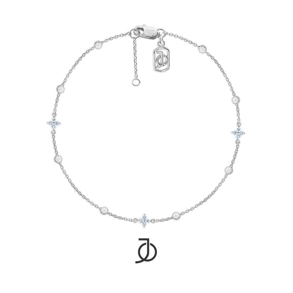 JO Gelang Emas - 3 MINI CLOVER DIAMOND CHAIN BRACELET 17K