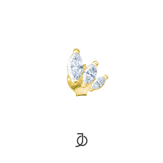 JO Anting Emas - 3 Marquise Studs