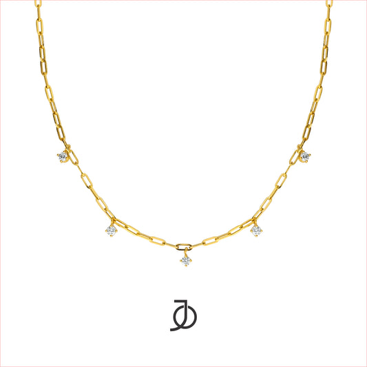 JO 5 Diamond On Small Paper Clip Chain