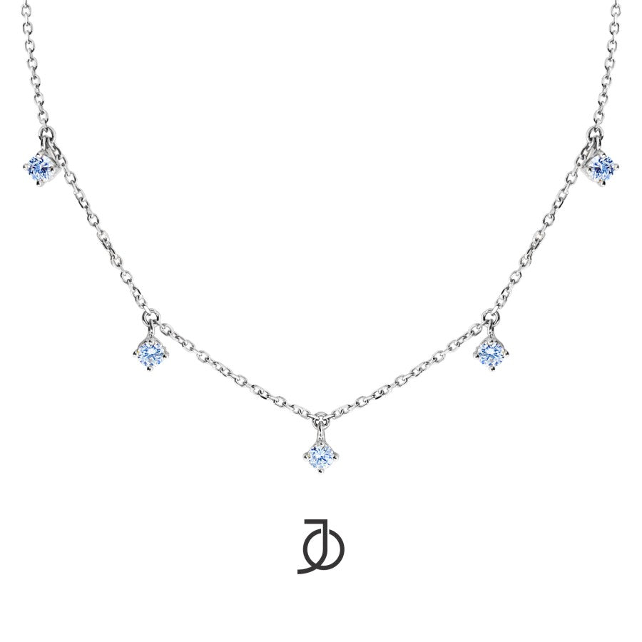 JO Kalung Emas - 5 Diamonds With Chain Necklace 17k