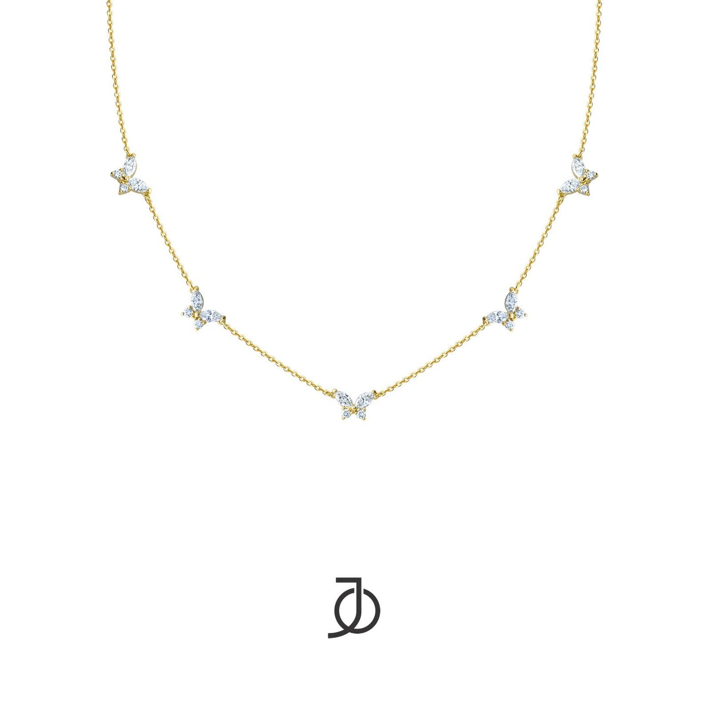 JO Kalung Emas - 5 MARQUISE BUTTERFLY NECKLACE 17K
