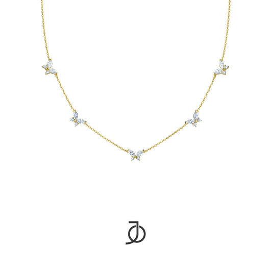 JO Kalung Emas - 5 MARQUISE BUTTERFLY NECKLACE 17K