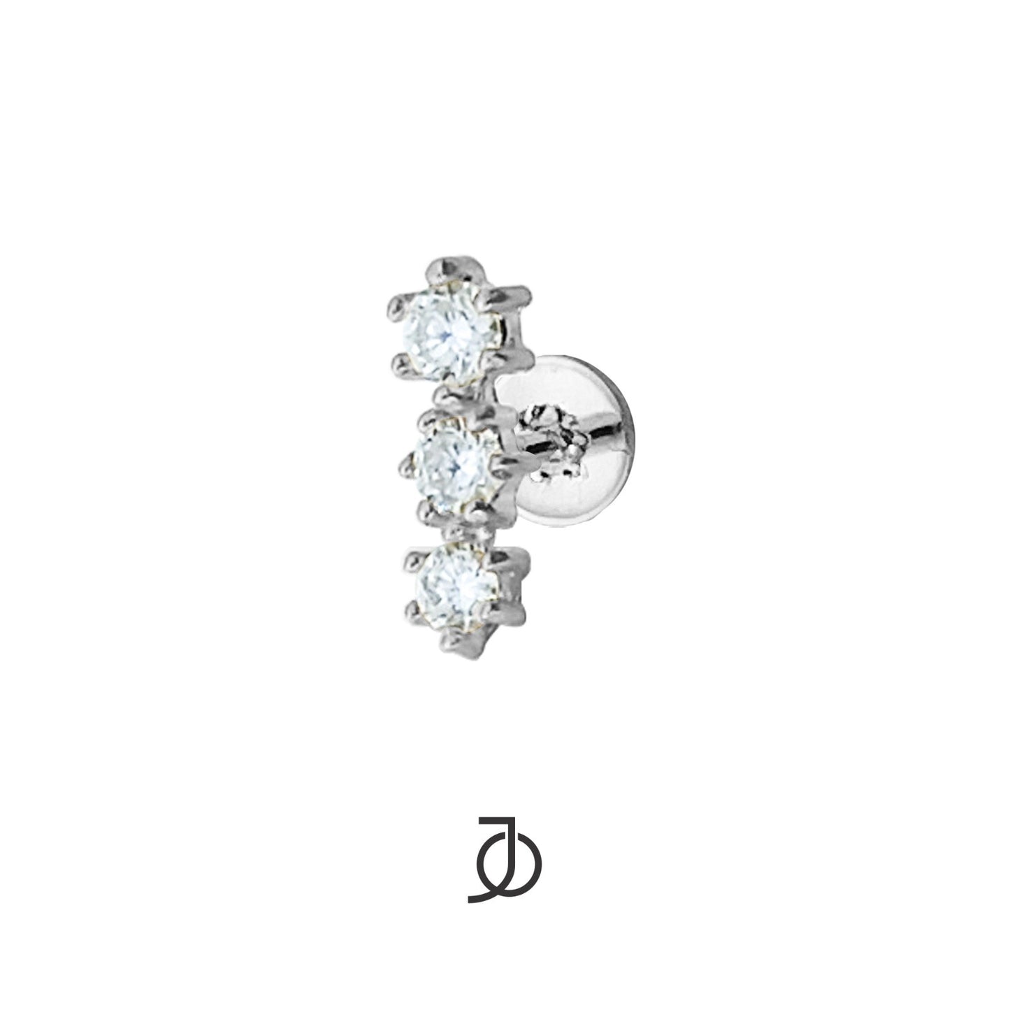 JO Anting Emas - Bar 3 Mini Diamonds Flat Back 17K