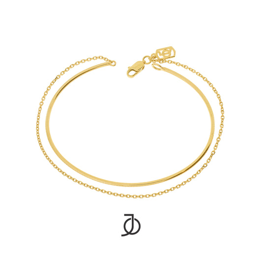 JO Double Layer Thin Gold Bangle Chain Combo 17k