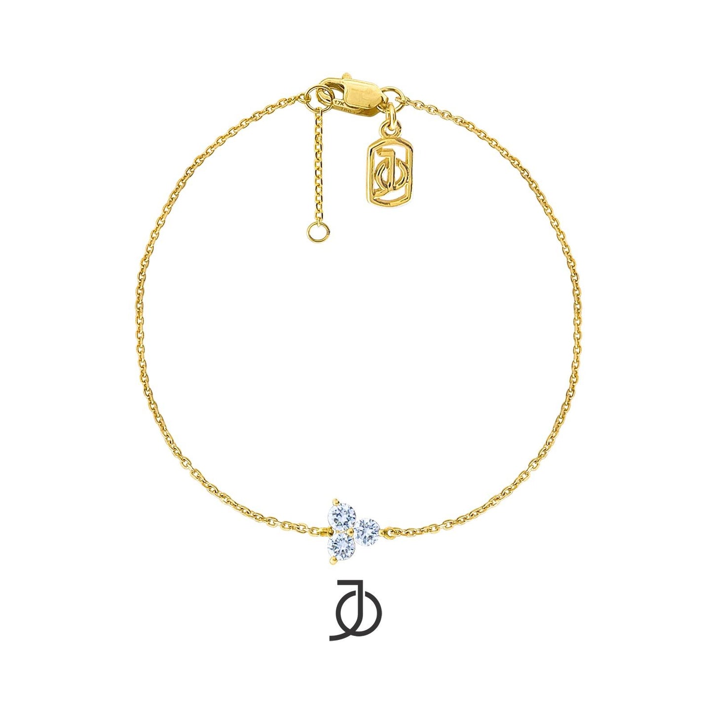 JO Gelang Emas - LUCKY 3 DIAMOND CHAIN BRACELET 17K