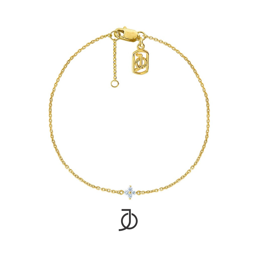 JO Gelang Emas - MINI CLOVER DIAMOND CHAIN BRACELET 17K