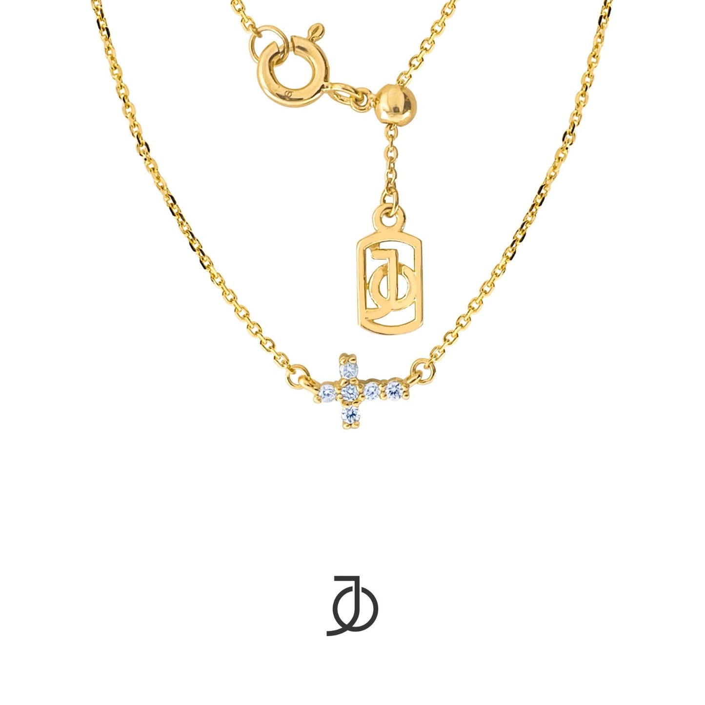 JO Kalung Emas - Mini Diamond Cross With Adjustable Necklace 17K