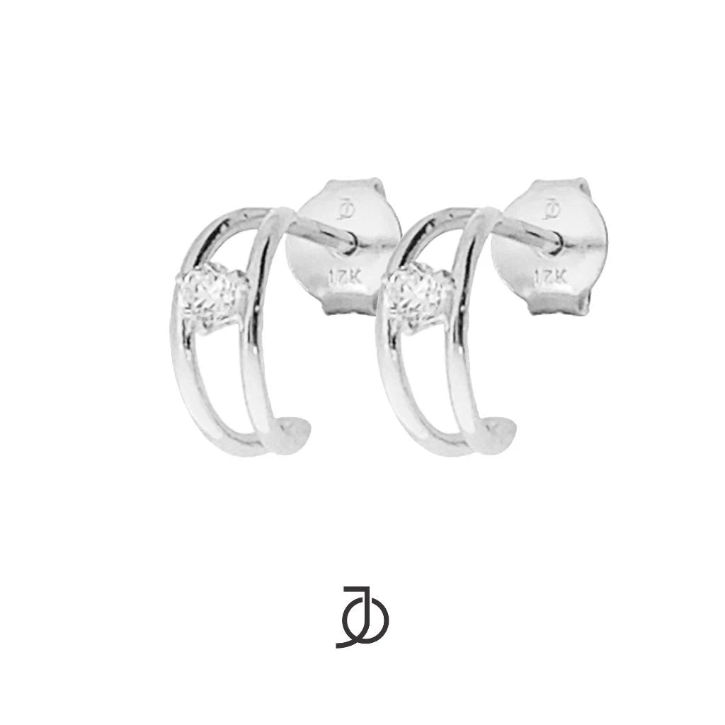 JO Anting Emas - Mini Diamond Double Wire Hoops 17k