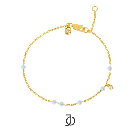 JO Pearl By The Yard With Mini Diamond Chain Bracelet 17k