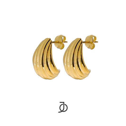 JO Anting Emas - Fluted Hoops 17k