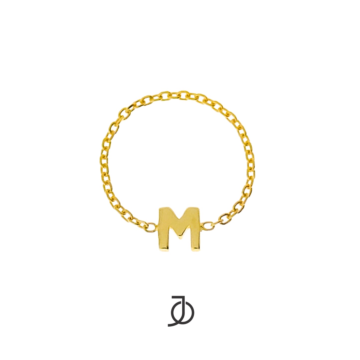 JO Alphabet Thin Chain Ring 17k A - M