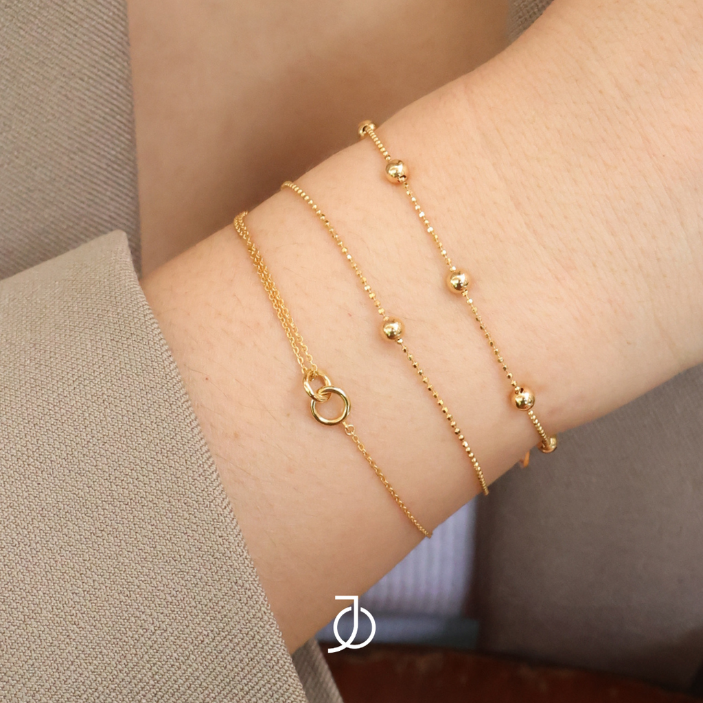 JO Gold Ball On Mini Beaded Bracelet