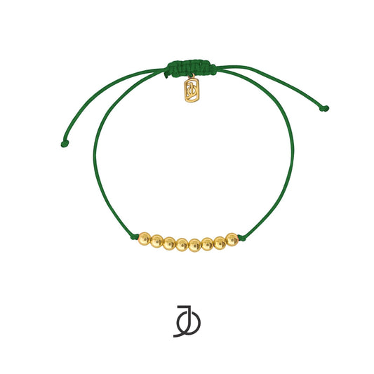 JO 8 Mini Gold Beads On Silk Cord Bracelet 17K