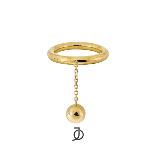 JO Dangling Gold Ball Charm Ring 17k