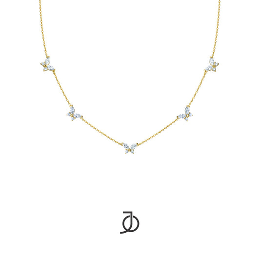 JO Kalung Emas - 5 MARQUISE BUTTERFLY NECKLACE 17K