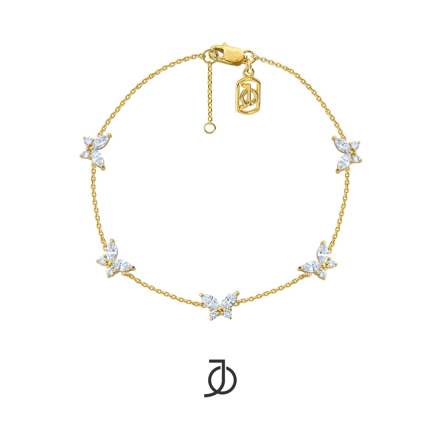 JO Gelang Emas - 5 MARQUISE BUTTERFLY BRACELET 17K