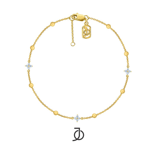 JO Gelang Emas - 3 MINI CLOVER DIAMOND CHAIN BRACELET 17K