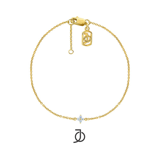 JO Gelang Emas - MINI CLOVER DIAMOND CHAIN BRACELET 17K