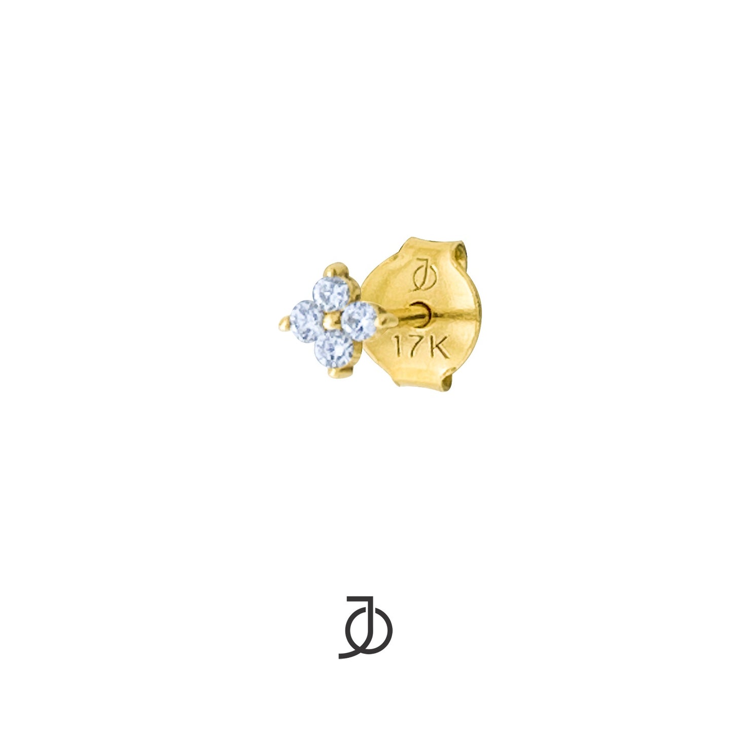 JO Anting Emas - MINI CLOVER DIAMOND STUDS 17K