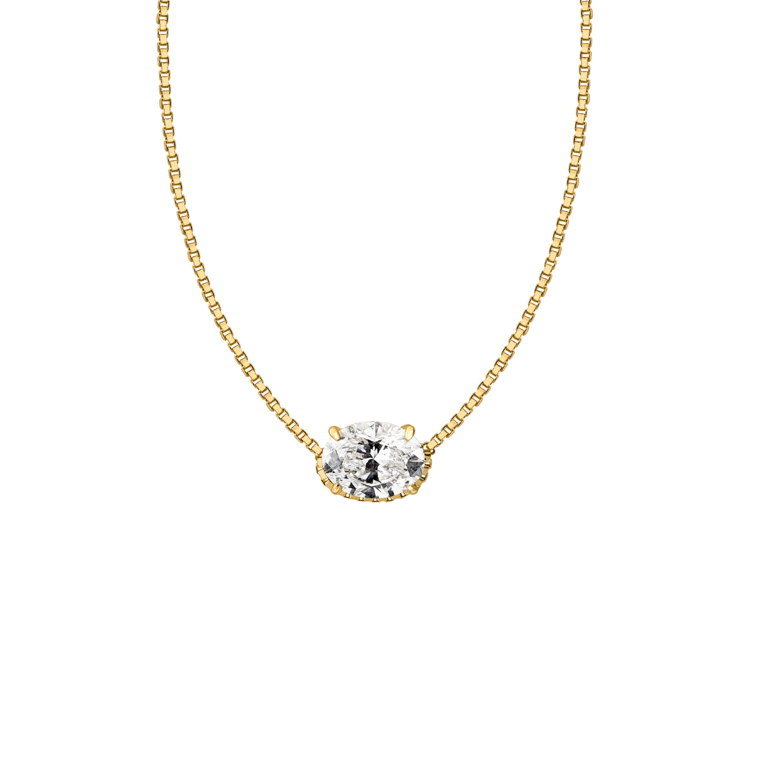 JO Light Diamond Necklace in Oval 17k Yellow Gold