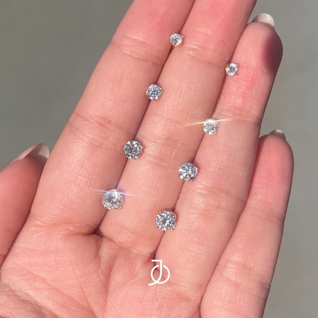 JO Round Diamond Solitaire Studs
